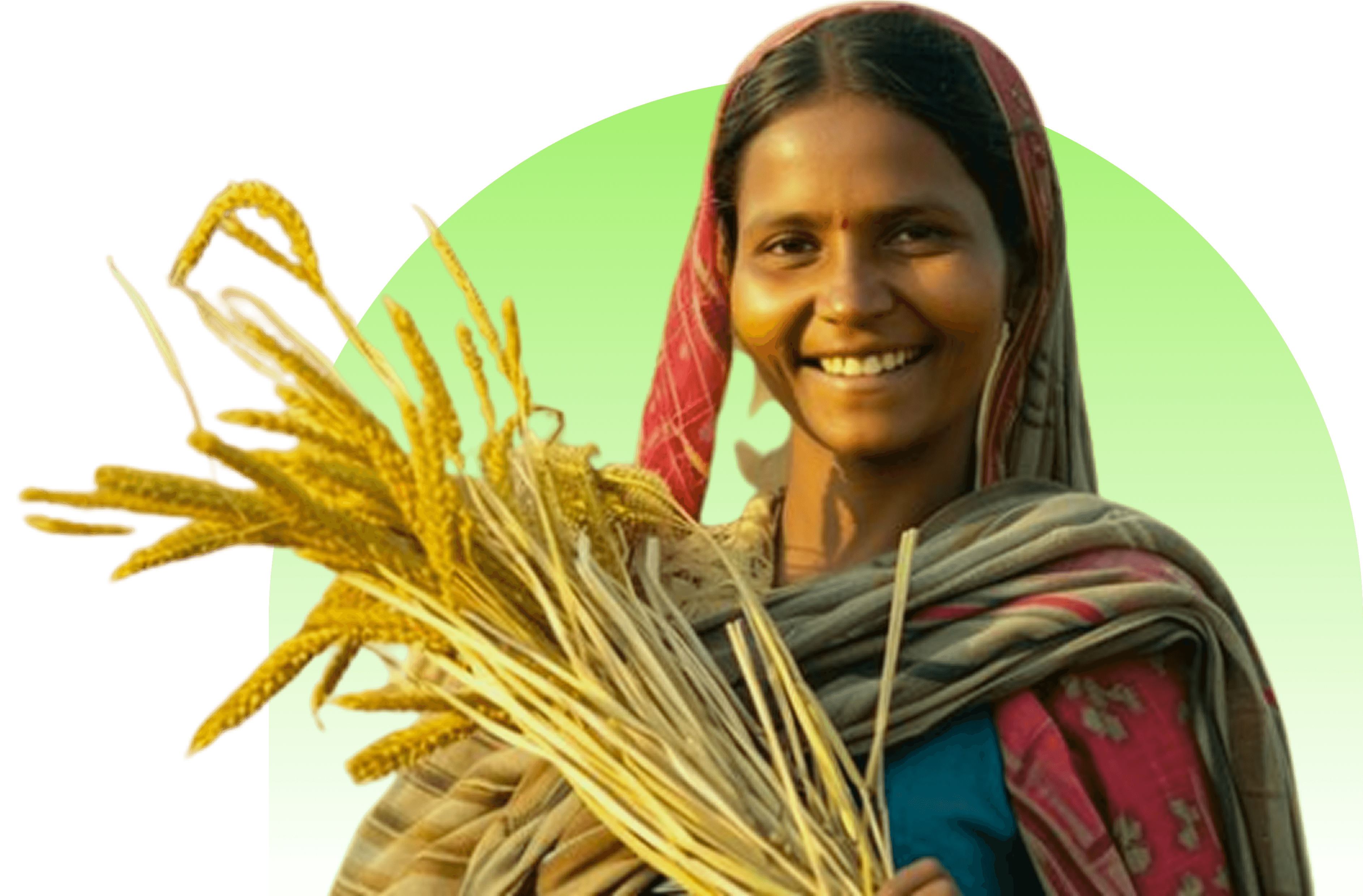 Woman farmer with harvested grain